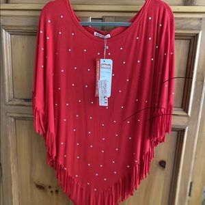 Kokomo Unlimited Red Holiday Rhinestone Poncho